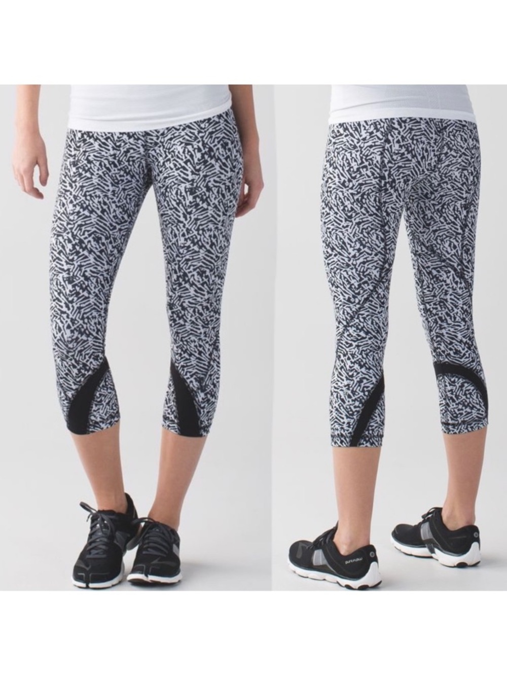 Lululemon Legging Run Inspire Crop II Luxtreme 6 Mini Brushed Animal Black White